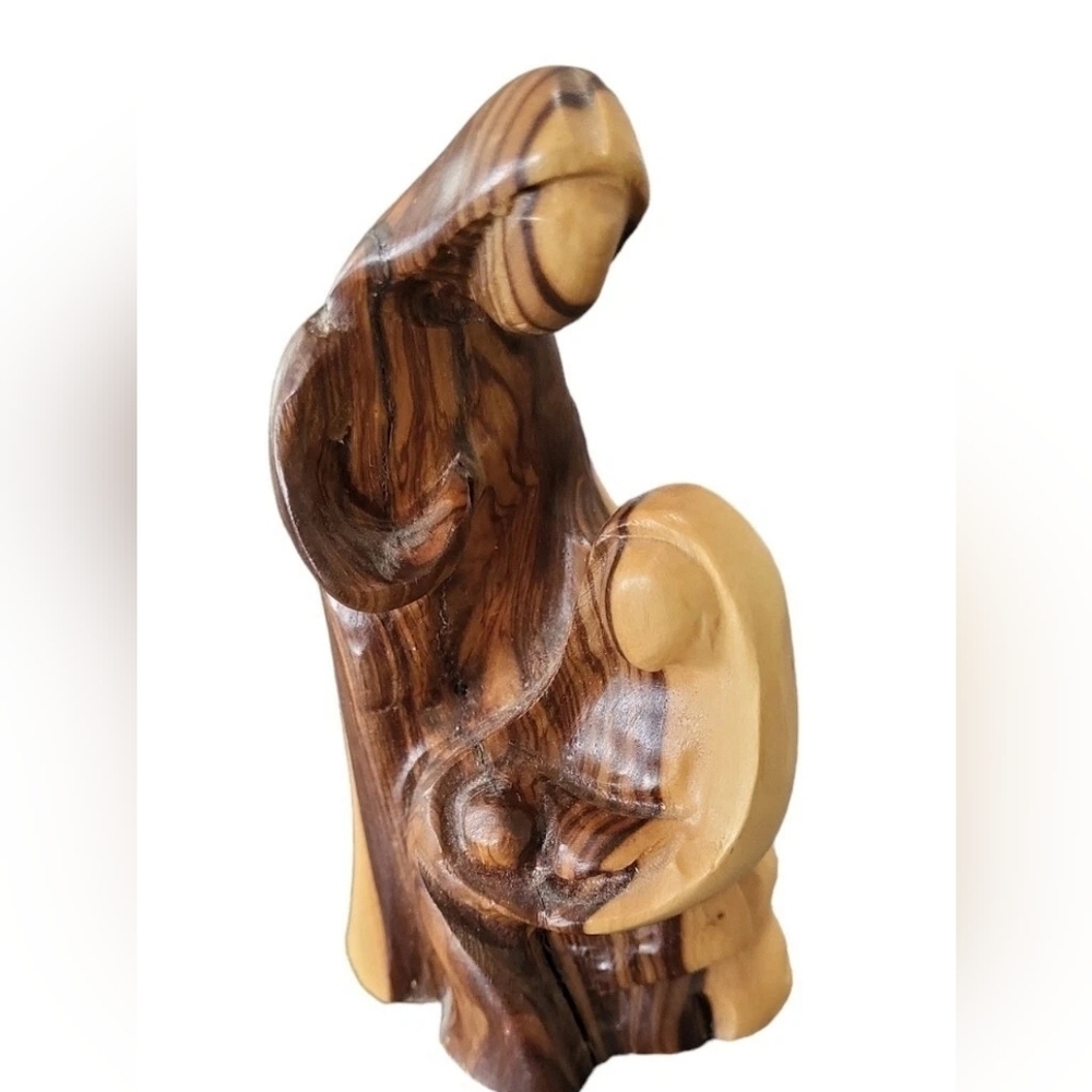 Mary, Joseph And Baby Jesus Olive Wood Carving Size 4.5" Tall